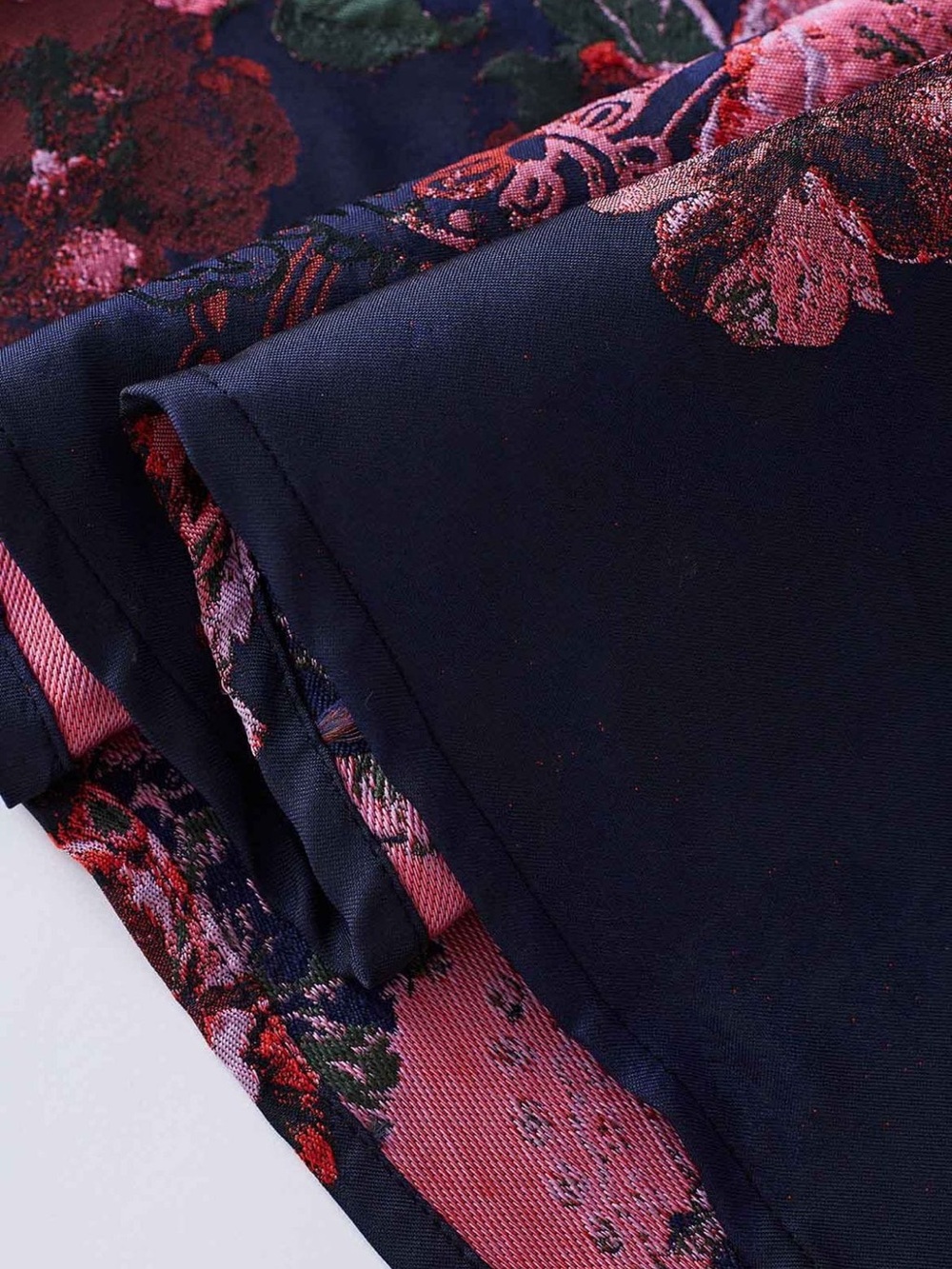 Chicwish Navy Bewitching Peony Jacquard Floral Flare A-line Midi Skirt L - Picture 3 of 7